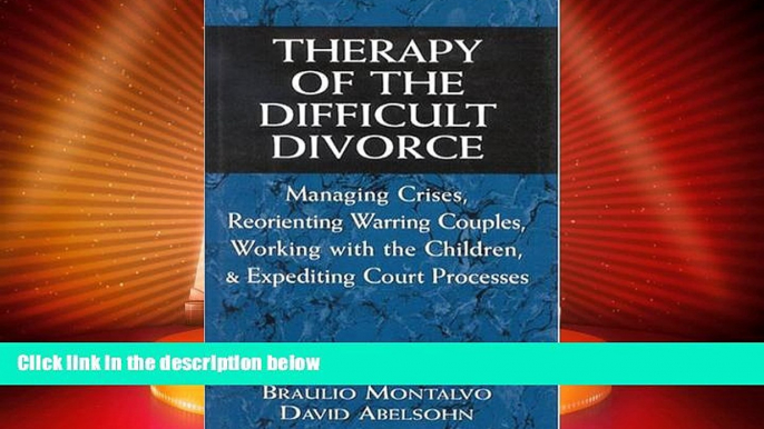 Must Have  Therapy of the Difficult Divorce: Managing Crises, Reorienting Warring Couples, Working