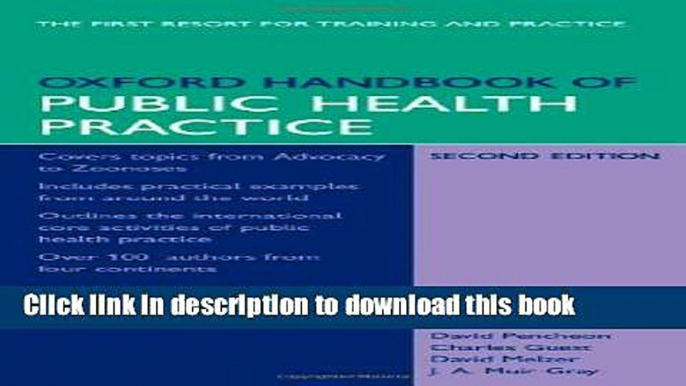 Read Oxford Handbook of Public Health Practice (Oxford Handbooks Series) Ebook Free