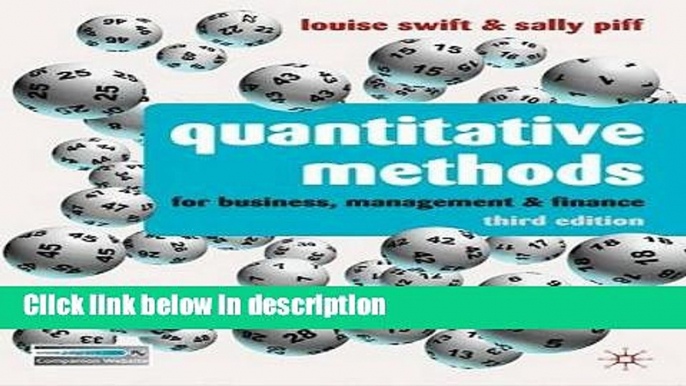 Books Quantitative Methods: For Business, Management and Finance Free Online