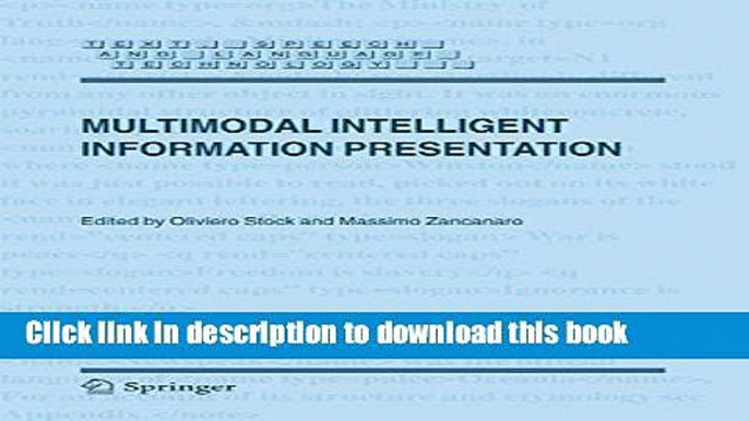 Books Multimodal Intelligent Information Presentation Free Online