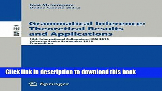 Books Grammatical Inference: Theoretical Results and Applications: 10th International Colloquium,