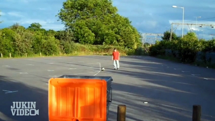 Football Trick Shots on Basketball Court. IMPRESSIVE skills guys!