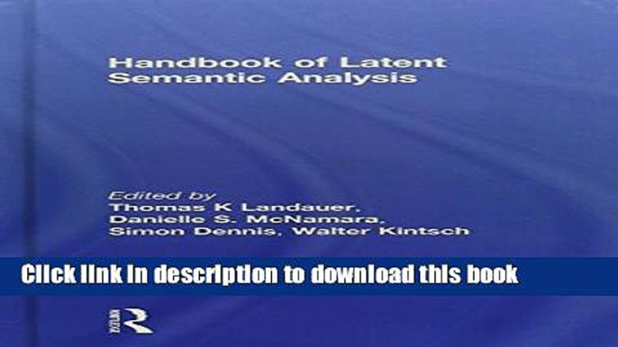 Ebook Handbook of Latent Semantic Analysis Full Online