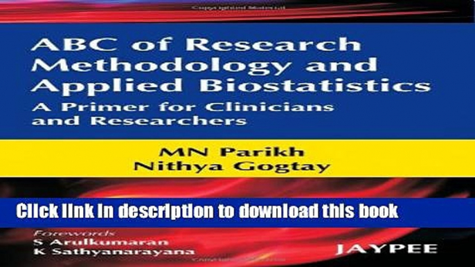 Ebook ABC of Research Methodology and Applied Biostatistics Full Online