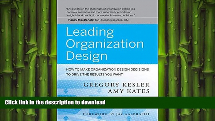 READ THE NEW BOOK Leading Organization Design: How to Make Organization Design Decisions to Drive