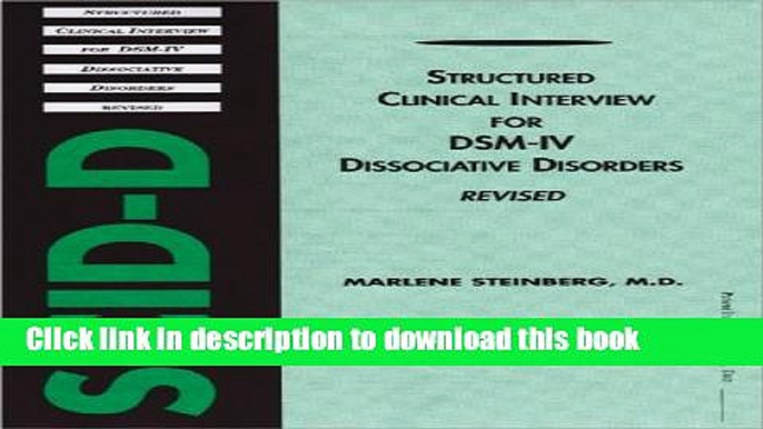 [PDF] Structured Clinical Interview for Dsm-IV Dissociative Disorders (Scid-D) (5 book pack)