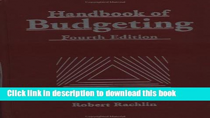 Books Handbook of Budgeting (4th Edition) Download Book