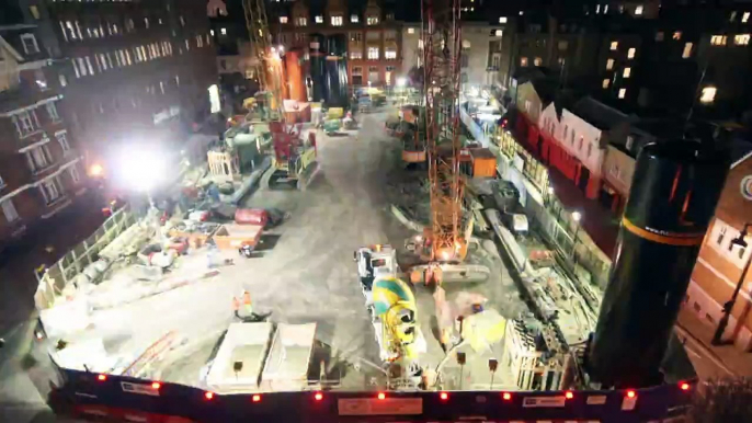 Construction progress at Crossrail's Bond Street Station ticket hall sites, September 2012