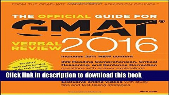 [Popular] The Official Guide for GMAT Verbal Review 2016 with Online Question Bank and Exclusive