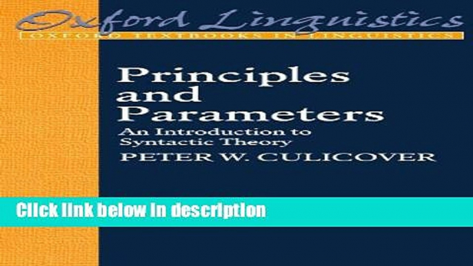 Download Principles and Parameters: An Introduction to Syntactic Theory (Oxford Textbooks in