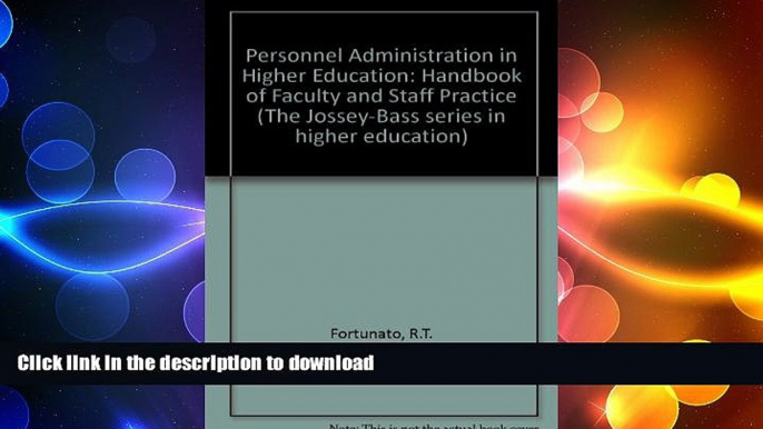 FAVORIT BOOK Personnel Administration in Higher Education: Handbook of Faculty and Staff Personnel