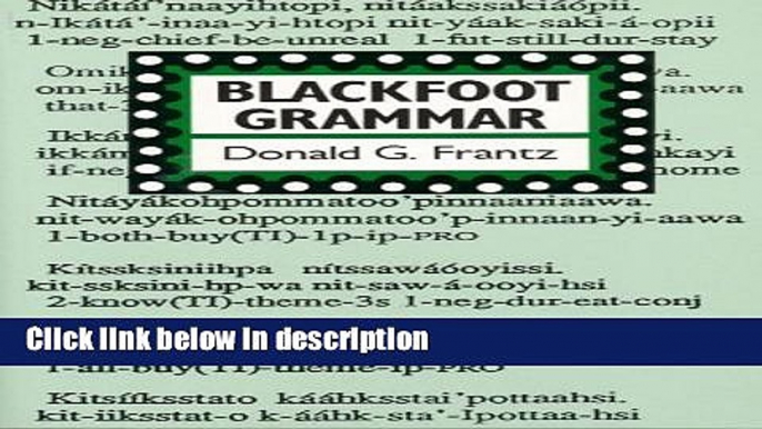 Books Blackfoot Grammar Full Online