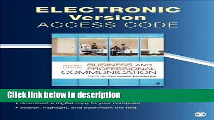 Ebook Business and Professional Communication Electronic Version: KEYS for Workplace Excellence