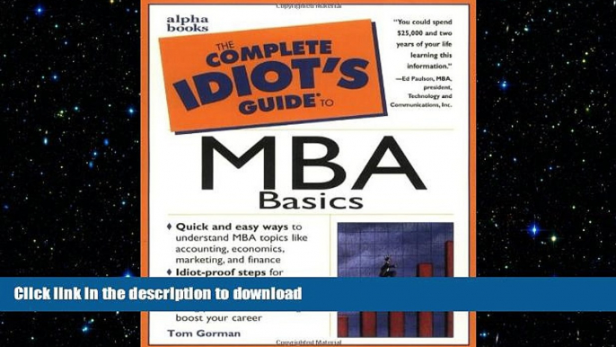 FAVORITE BOOK  The Complete Idiot s Guide to MBA Basics FULL ONLINE