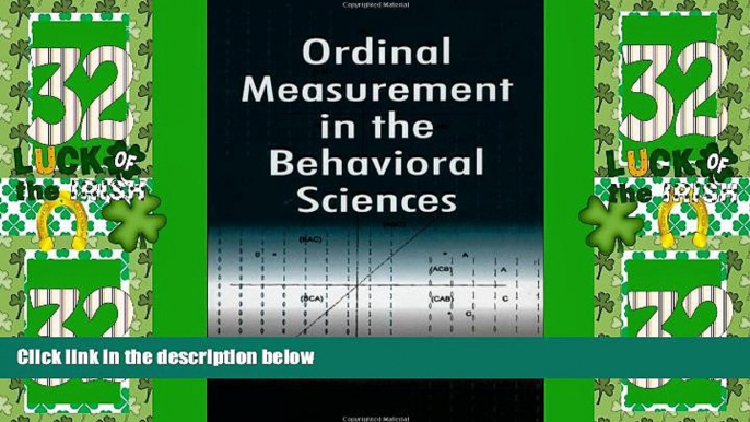 Big Deals  Ordinal Measurement in the Behavioral Sciences  Best Seller Books Most Wanted