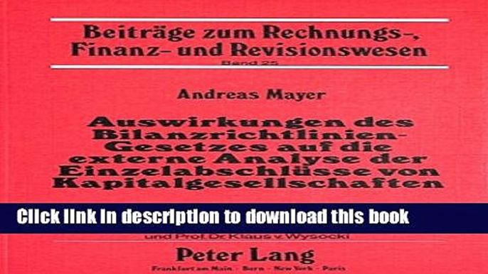 [Download] Auswirkungen des Bilanzrichtlinien-Gesetzes auf die externe Analyse der