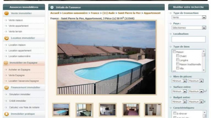 Location vacances appartement à louer Saint Pierre la mer  Narbonne un bon plan bon coin Juillet Août Septembre