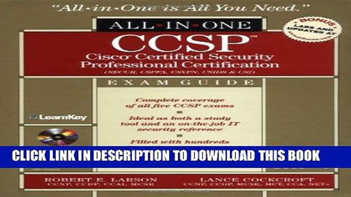 New Book CCSP: Cisco Certified Security Professional Certification All-in-One Exam Guide (Exams