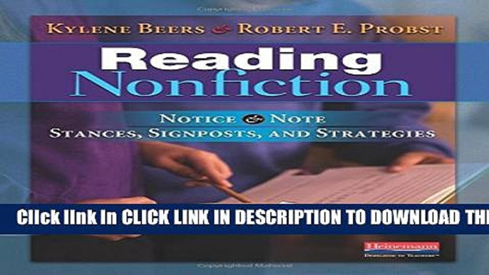 Collection Book Reading Nonfiction: Notice   Note Stances, Signposts, and Strategies