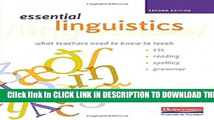 Collection Book Essential Linguistics, Second Edition: What Teachers Need to Know to Teach ESL,