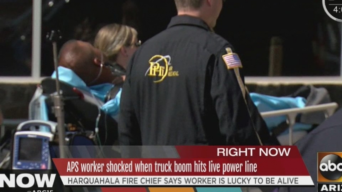 APS worker shocked when truck boom hits power line in Phoenix