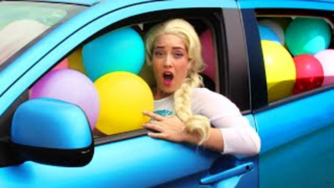 Frozen Elsa BALLOON PRANK! w/ Spiderman, Anna, Maleficent, Joker Girl & Candy! Funny Superheroes :)