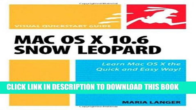 New Book Mac OS X 10.6 Snow Leopard: Visual QuickStart Guide