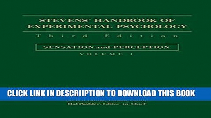 [PDF] Stevens  Handbook of Experimental Psychology, Sensation and Perception (Volume 1) Popular