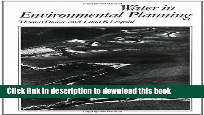 Read Water in Environmental Planning  Ebook Free