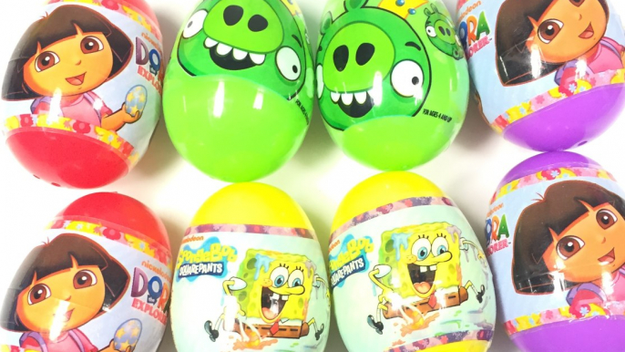 Learn Colors w/ Easter Eggs Unboxing & Candy: Dora, Spongebob Squarepants, Angry Birds, Go Diego Go