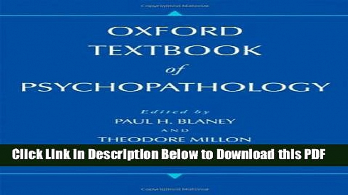 [PDF] Oxford Textbook of Psychopathology (Oxford Series in Clinical Psychology) Ebook Free