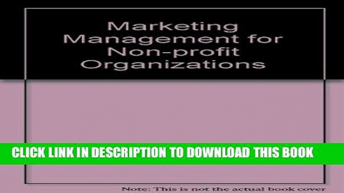 Collection Book Marketing Management for NonProfit Organizations