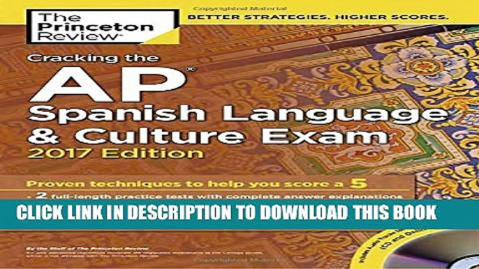 New Book Cracking the AP Spanish Language   Culture Exam with Audio CD, 2017 Edition (College Test