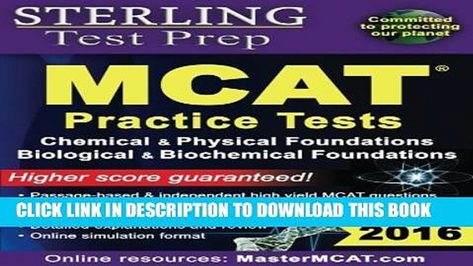 New Book Sterling Test Prep MCAT Practice Tests: Chemical   Physical + Biological   Biochemical