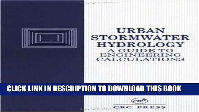 New Book Urban Stormwater Hydrology: A Guide to Engineering Calculations