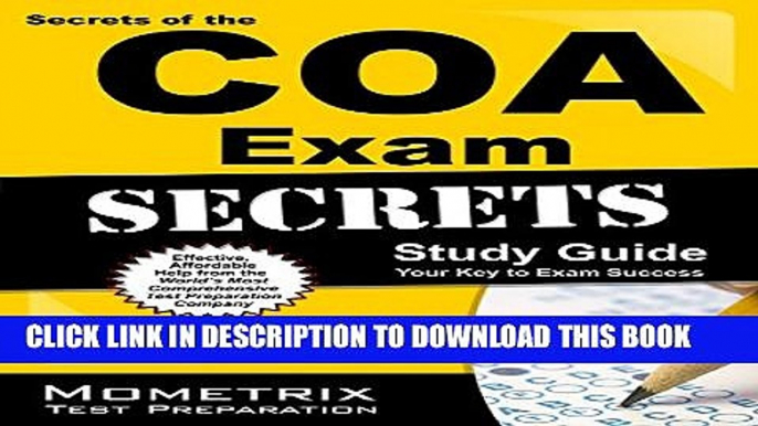 Collection Book Secrets of the COA Exam Study Guide: DANB Test Review for the Certified