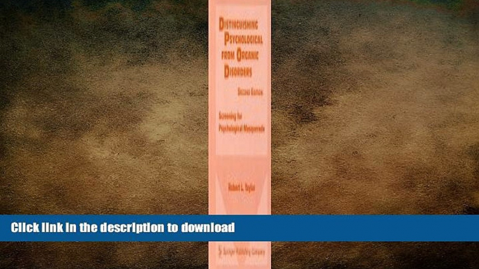 READ  Distinguishing Psychological From Organic Disorders, 2nd Edition: Screening for