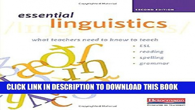 Collection Book Essential Linguistics, Second Edition: What Teachers Need to Know to Teach ESL,