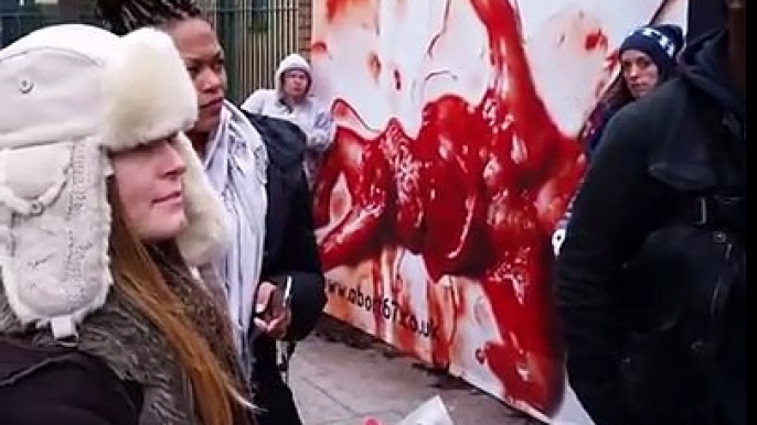 Pregnant woman blasts anti abortion protesters outside a clinic in London