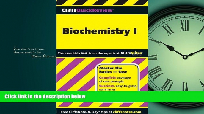 For you CliffsQuickReview Biochemistry I (Cliffs Quick Review (Paperback))