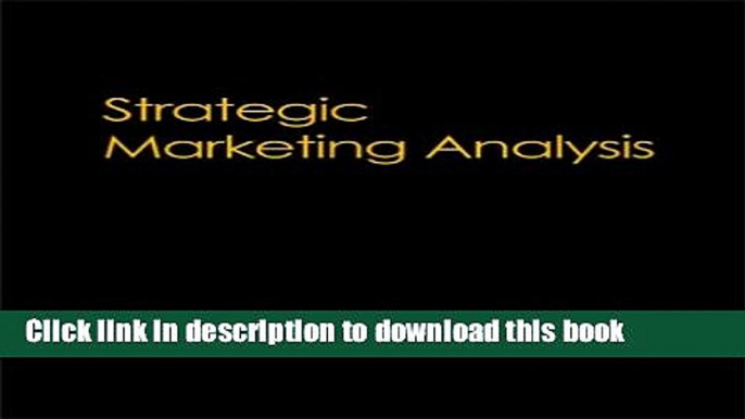 PDF Strategic Marketing Analysis, 1st edition  PDF Free