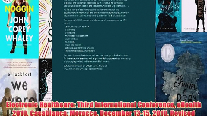 [PDF] Electronic Healthcare: Third International Conference eHealth 2010 Casablanca Morocco