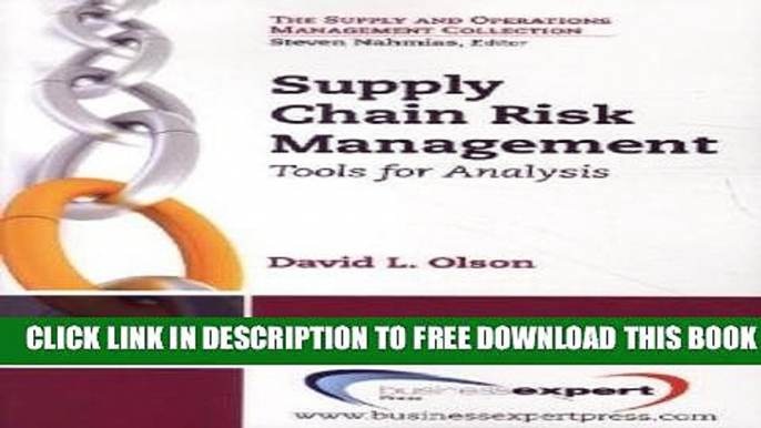 New Book Supply Chain Risk Management: Tools for Analysis (The Supply and Operations Management