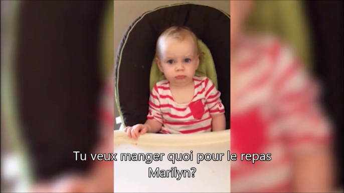 La tête qu'elle fait quand maman lui propose des céréales au repas de midi...