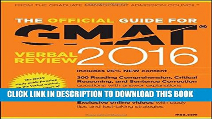 [PDF] The Official Guide for GMAT Verbal Review 2016 with Online Question Bank and Exclusive Video