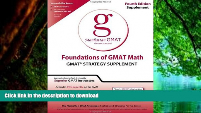 FAVORITE BOOK  Foundations of GMAT Math: GMAT Strategy Supplement (Manhattan GMAT Preparation