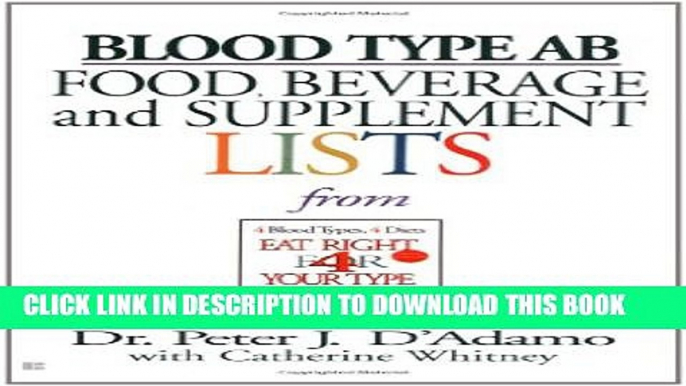 Collection Book Blood Type AB Food, Beverage and Supplemental Lists