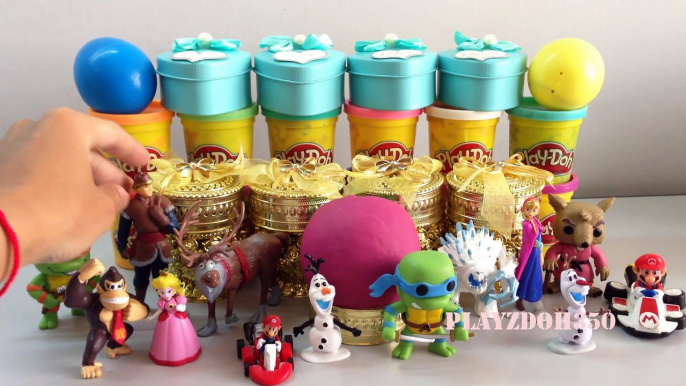 PLAY DOH SURPRISE EGGS with Surprise Toys,Mario Bros,Disney, Frozen Elsa and Anna,Teenage Mutant Ninja Turtles,toys vide