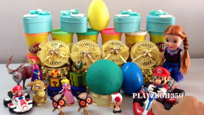 PLAY DOH SURPRISE EGGS with Surprise Toys,Egg Surprise Toys for Kids,Mario Bros,Disney, Frozen Elsa and Anna,Angry Birds