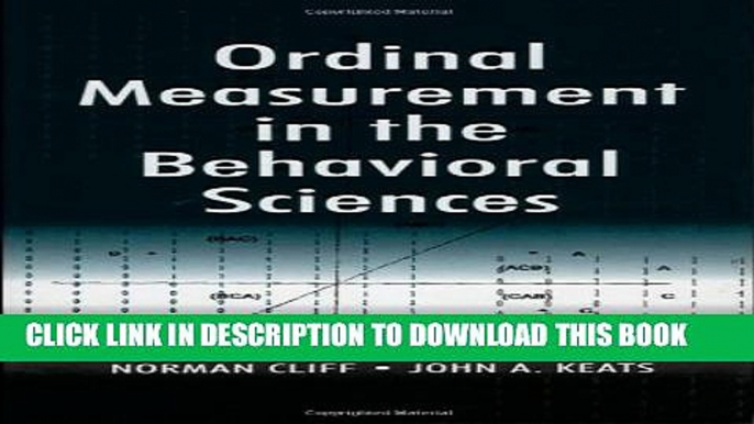 New Book Ordinal Measurement in the Behavioral Sciences